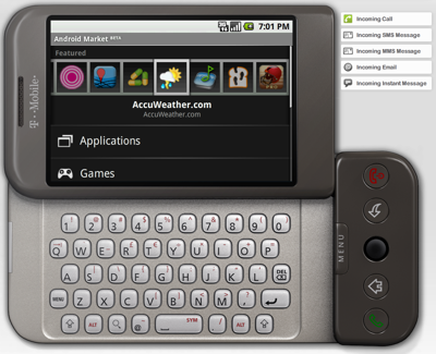 Android T-Mobile G1 Web Simulator